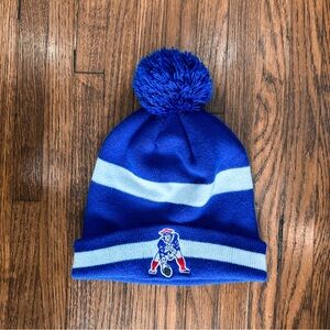 Blue New England Patriots Pom Beanie